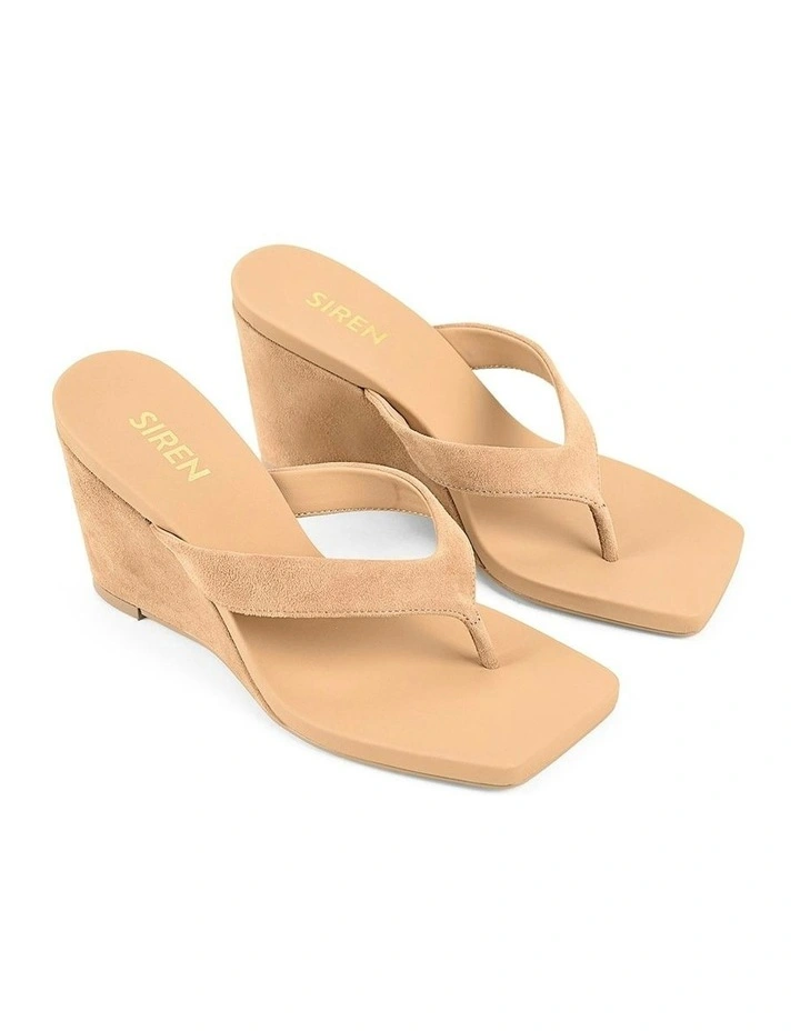 Melrose Thong Wedges in Camel Tan Suede image 3