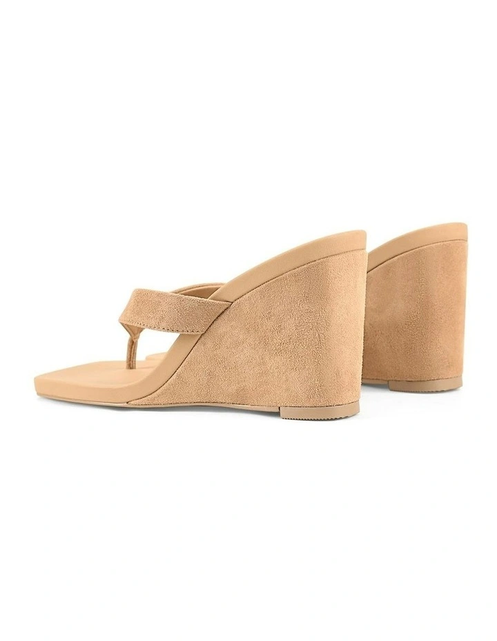 Melrose Thong Wedges in Camel Tan Suede image 5