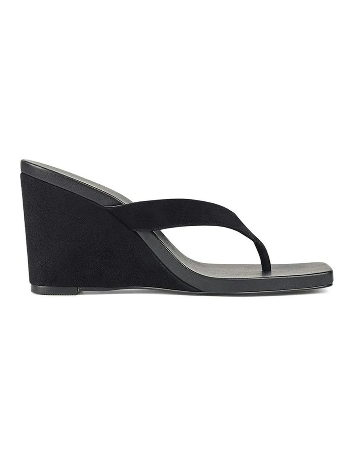 Melrose Thong Wedges Heel in Black Suede image 1