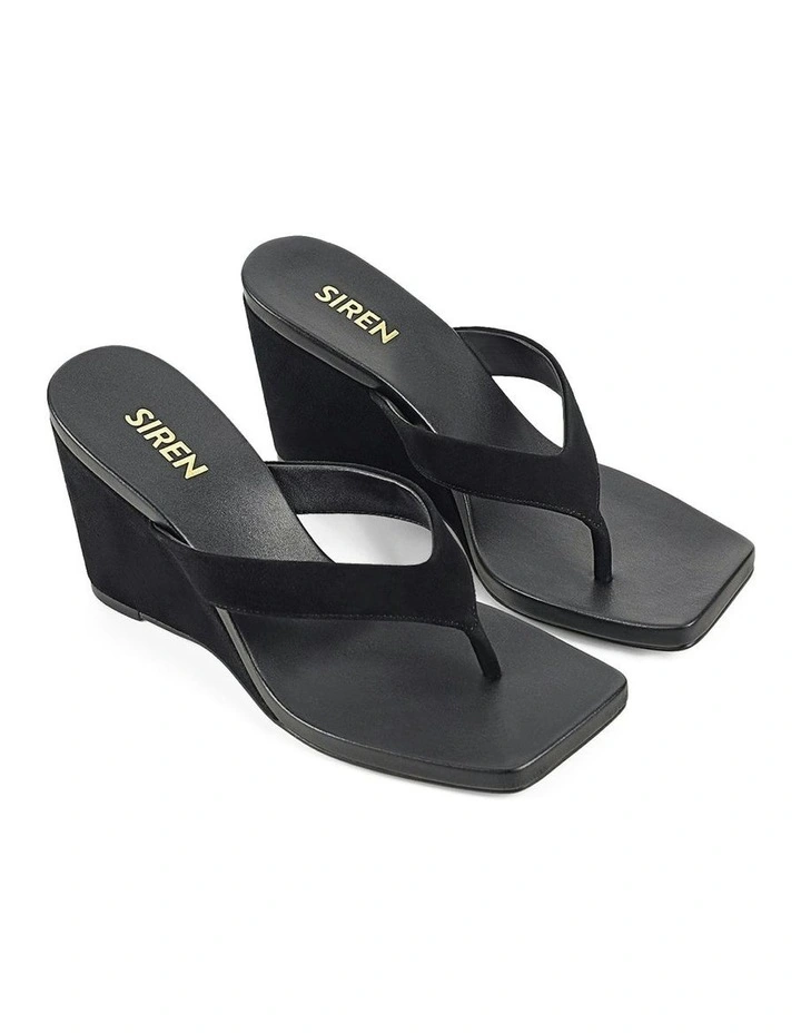 Melrose Thong Wedges Heel in Black Suede image 3