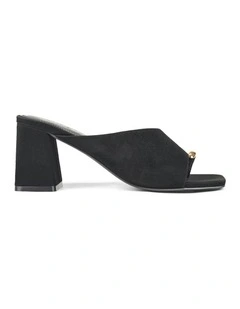 Stanton Block Heel Mules in Black Suede