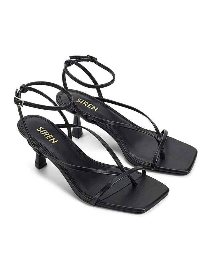 Sabrina Strappy Leather Heels in Black image 2