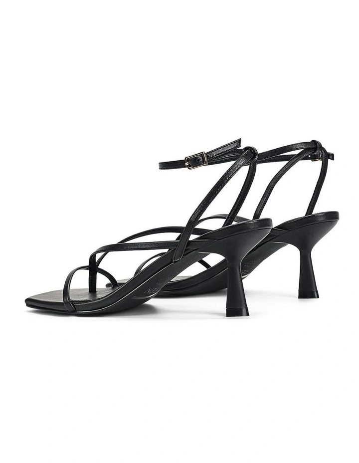 Sabrina Strappy Leather Heels in Black image 3