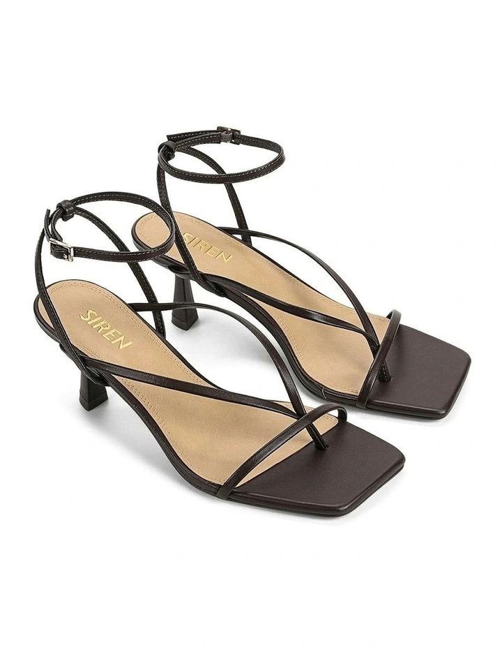 Sabrina Strappy Leather Heels in Chocolate Brown image 2