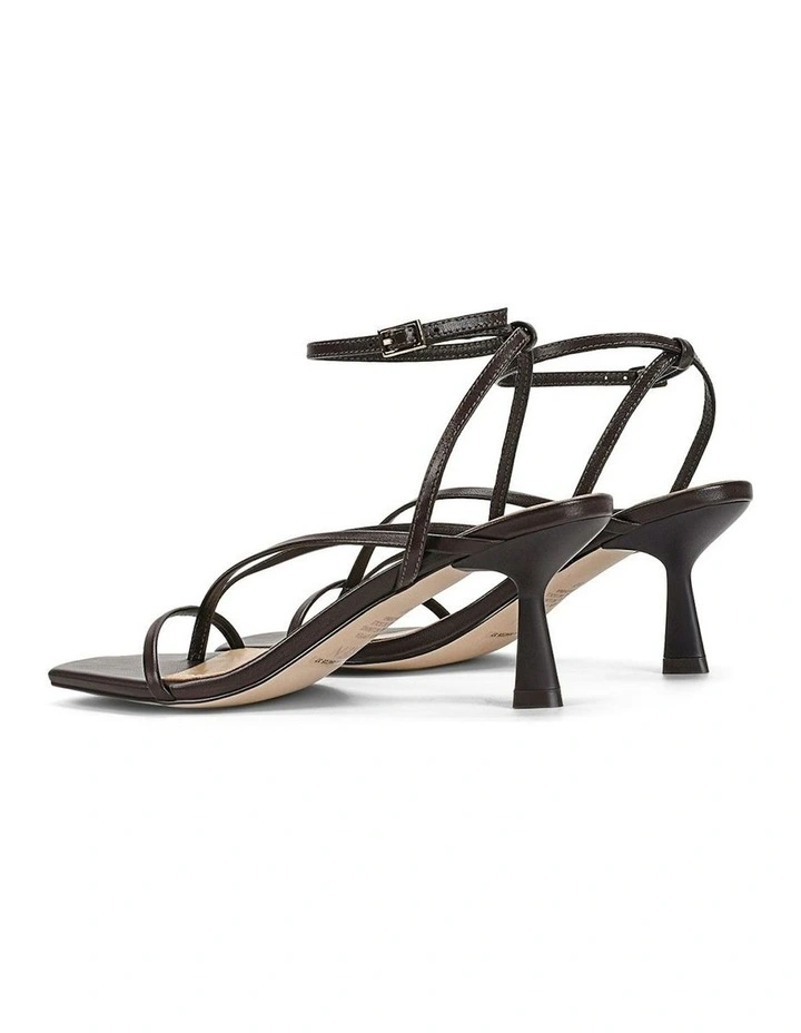 Sabrina Strappy Leather Heels in Chocolate Brown image 3