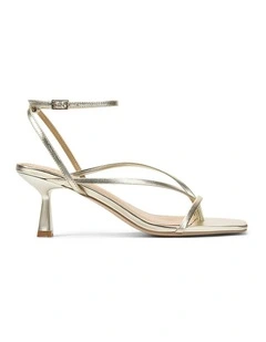 Sabrina Strappy Leather Heels in Gold Metallic