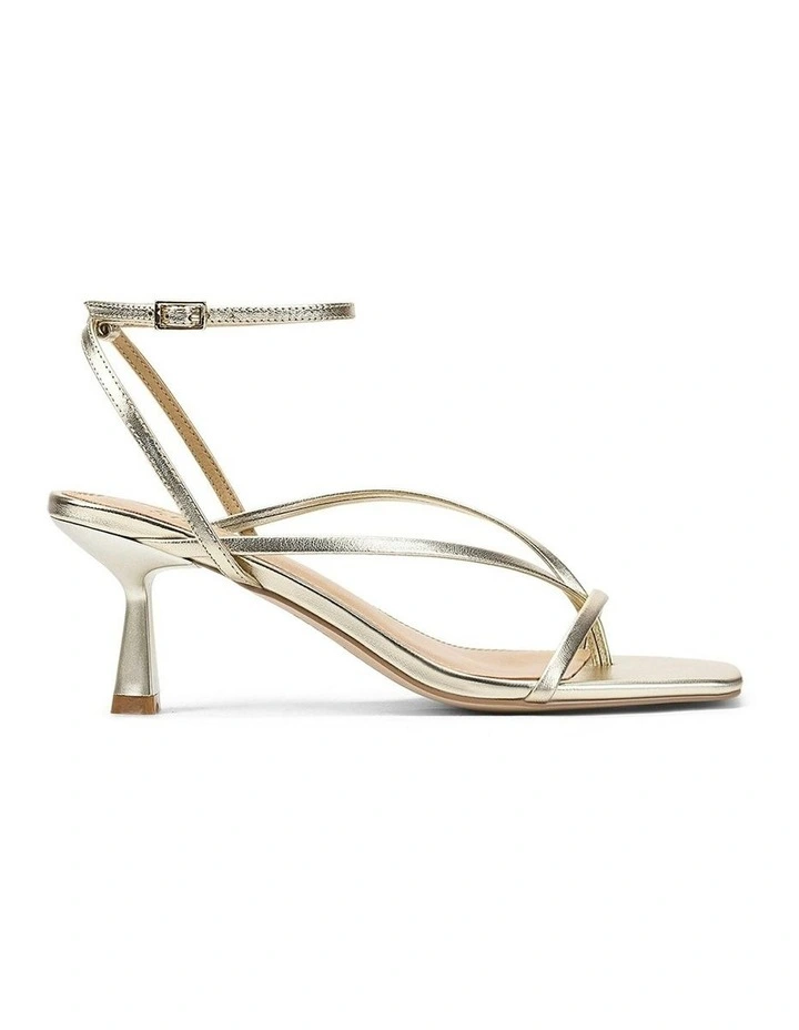 Sabrina Strappy Leather Heels in Gold Metallic image 1