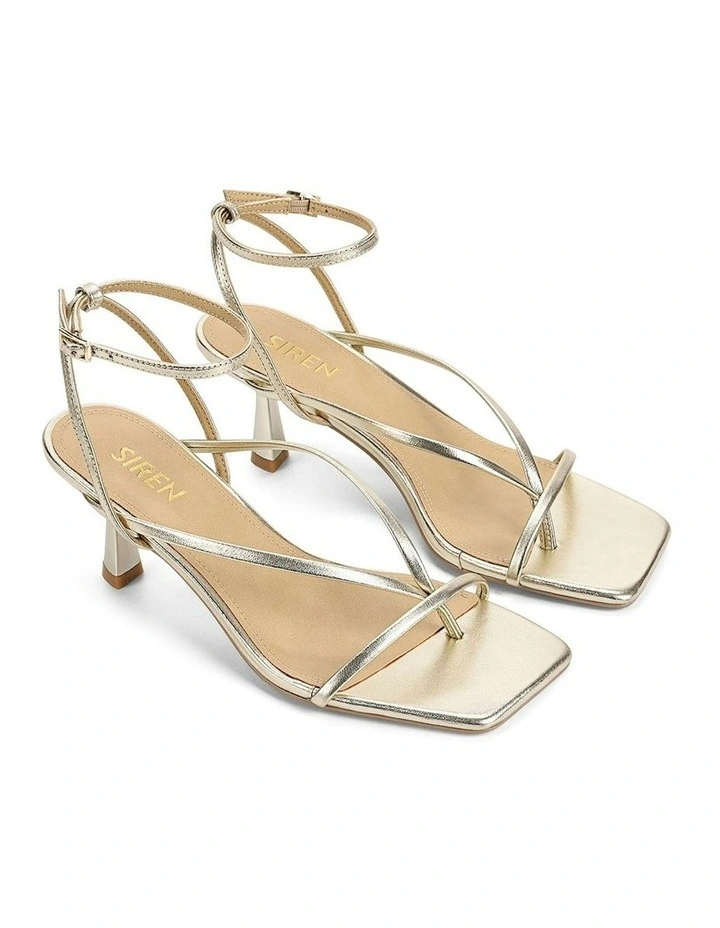 Sabrina Strappy Leather Heels in Gold Metallic image 2