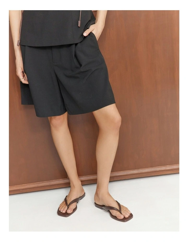 Evita Leather Flat Thongs in Chocolate Brown image 4