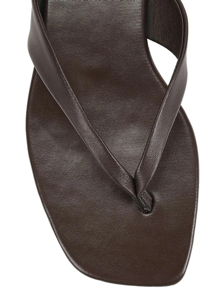 Evita Leather Flat Thongs in Chocolate Brown image 6