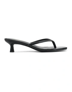 Xabi Kitten Heel Leather Thongs in Black