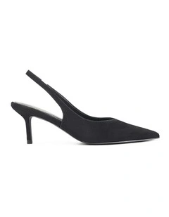 Yory Slingback Kitten Heels in Black Suede
