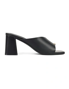 Stanton Block Heel Mules in Black Leather