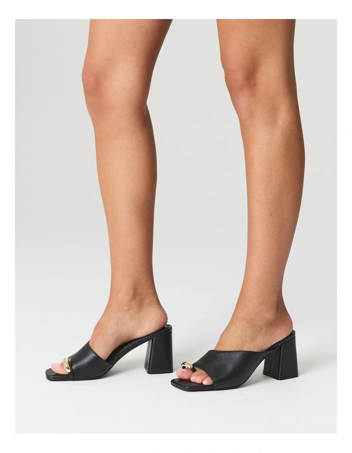 Stanton Block Heel Mules in Black Leather image 2