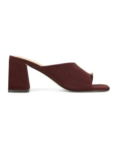 Stanton Block Heel Mules in Red Shiraz Suede