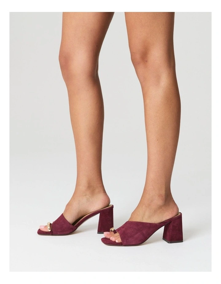 Stanton Block Heel Mules in Red Shiraz Suede image 2