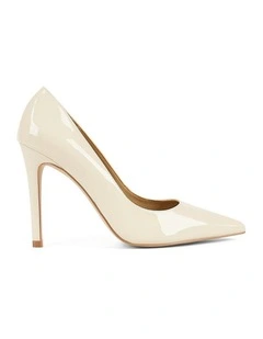 Cicely Stiletto Pumps in Cream White Patent Leather