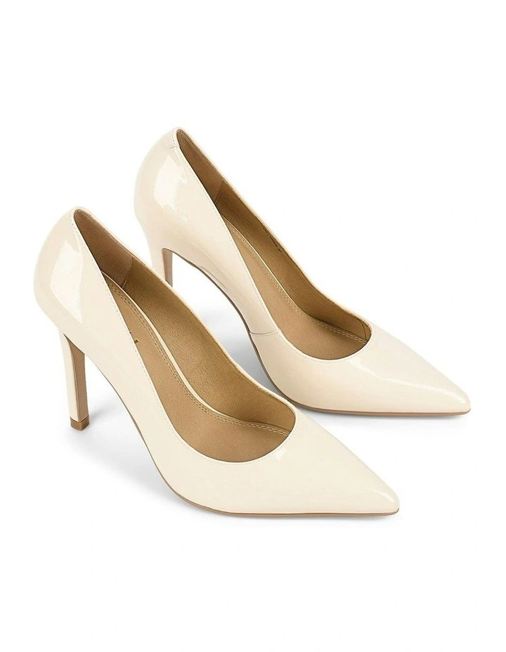Cicely Stiletto Pumps in Cream White Patent Leather image 3