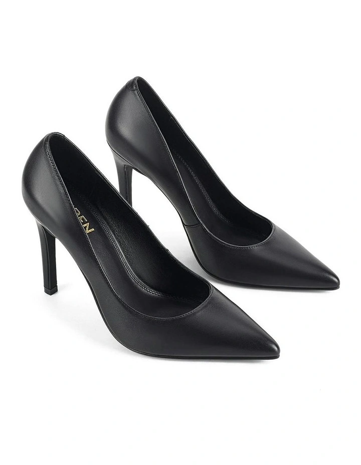 Cicely Stiletto Pumps in Black Leather image 3