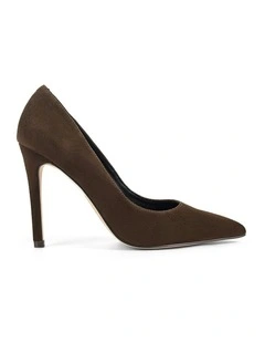 Cicely Stiletto Suede Pumps in Chocolate Brown
