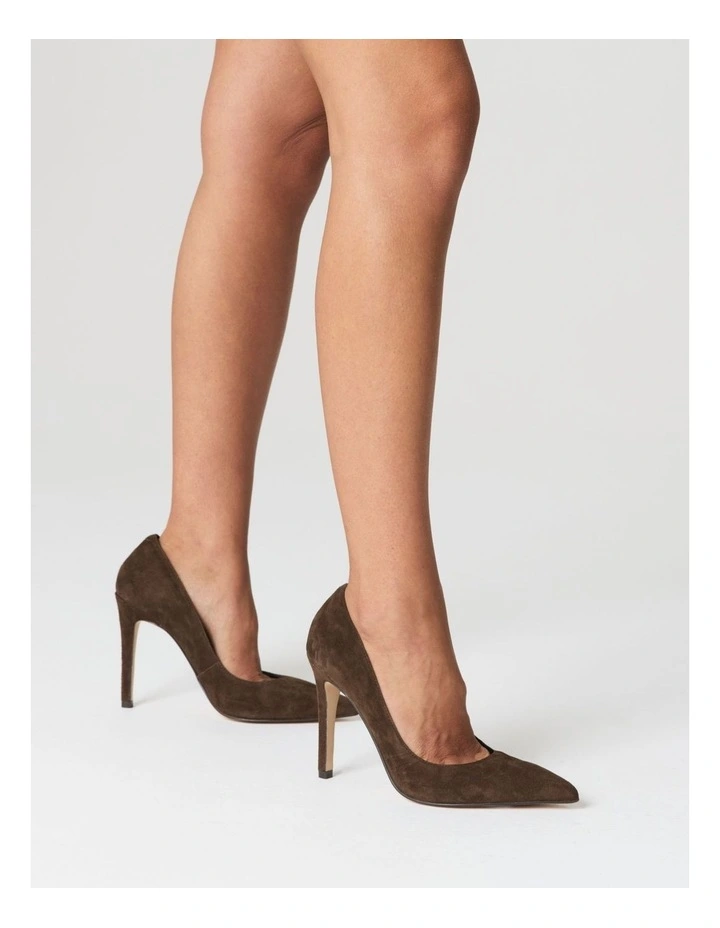 Cicely Stiletto Suede Pumps in Chocolate Brown image 2