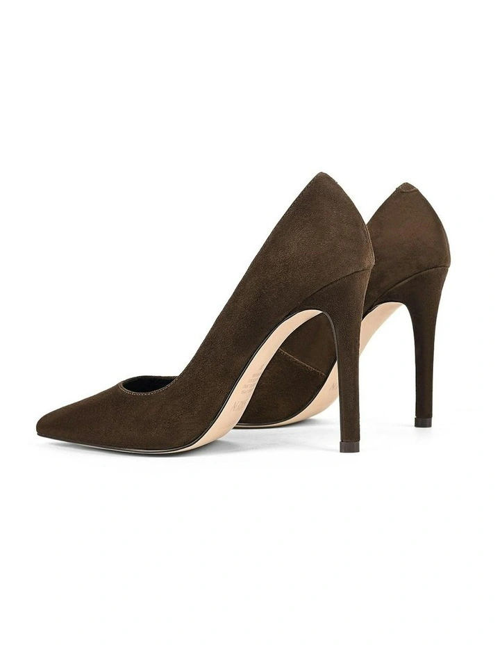 Cicely Stiletto Suede Pumps in Chocolate Brown image 4