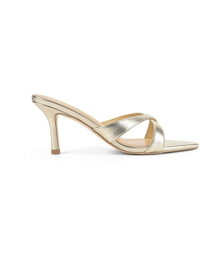 Maple Point Toe Leather Mules in Gold Metallic image 1