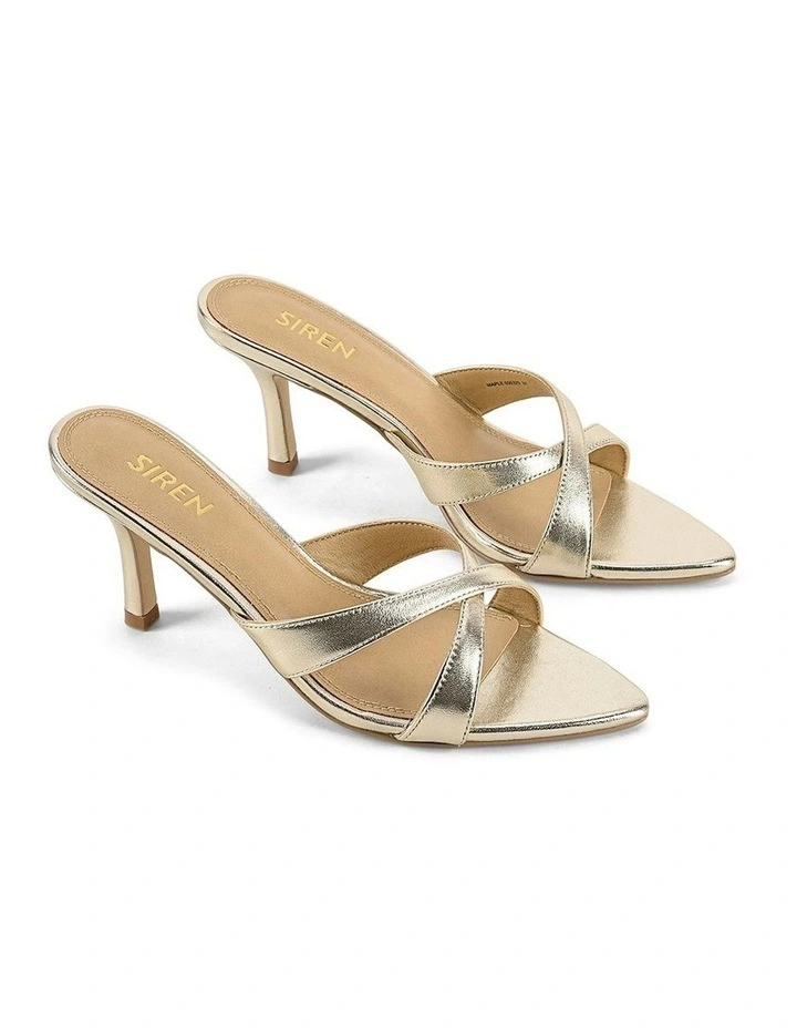 Maple Point Toe Leather Mules in Gold Metallic image 2