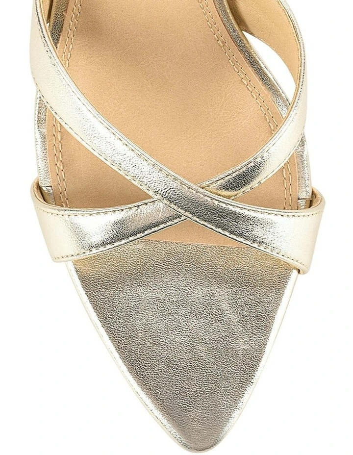 Maple Point Toe Leather Mules in Gold Metallic image 4