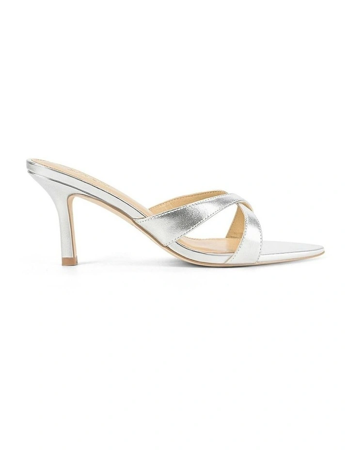 Maple Point Toe Metallic Leather Mules in Silver image 1