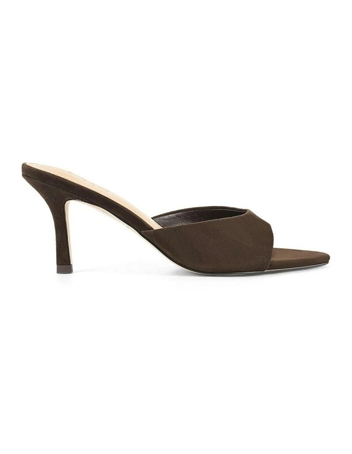 Margot Point Toe Suede Mules in Chocolate Brown image 1