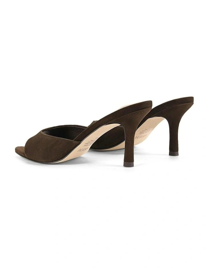 Margot Point Toe Suede Mules in Chocolate Brown image 4