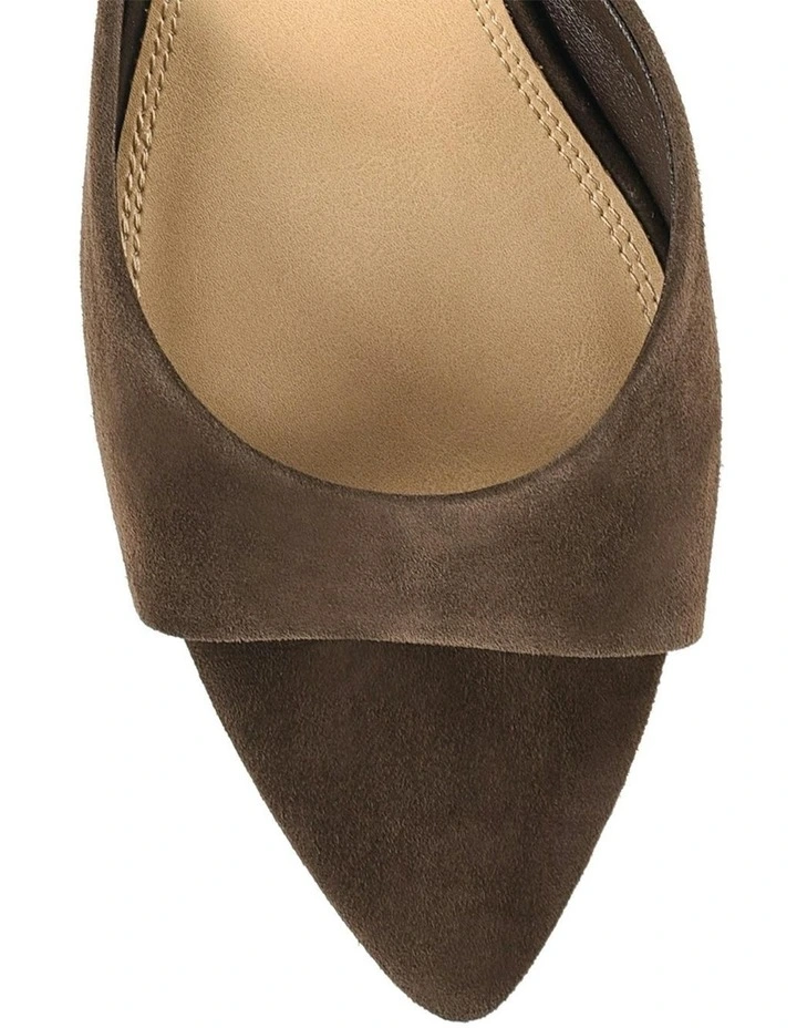 Margot Point Toe Suede Mules in Chocolate Brown image 4