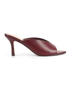 Mabel Point Toe Leather Mules in Wine