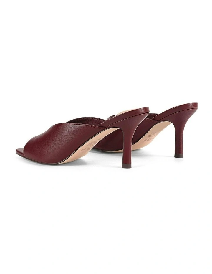 Mabel Point Toe Leather Mules in Wine image 3