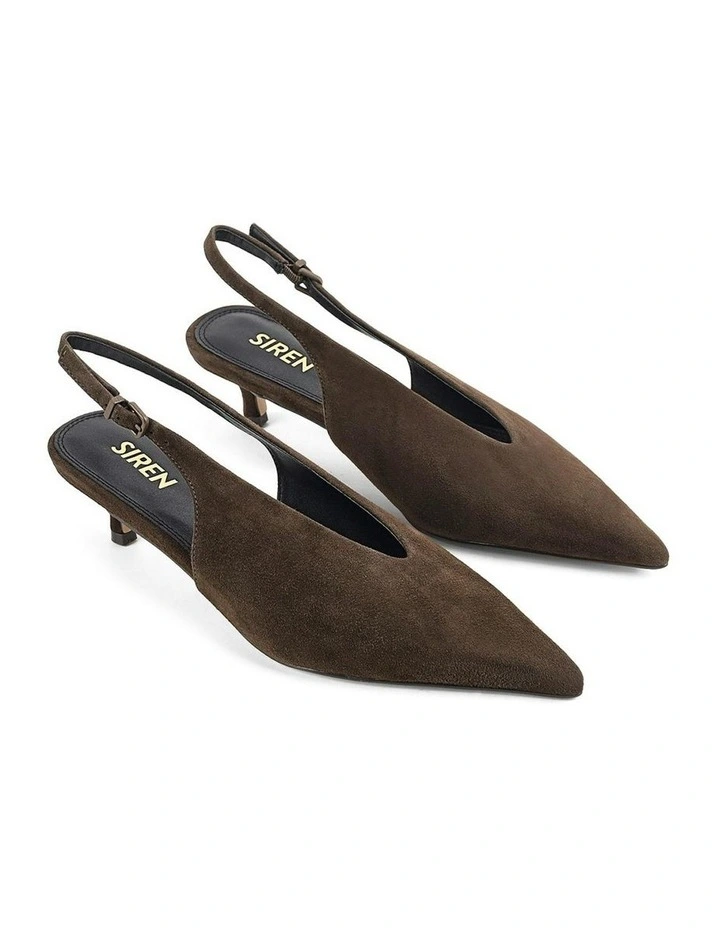 Fly Point Toe Slingback in Chocolate Brown Suede image 2