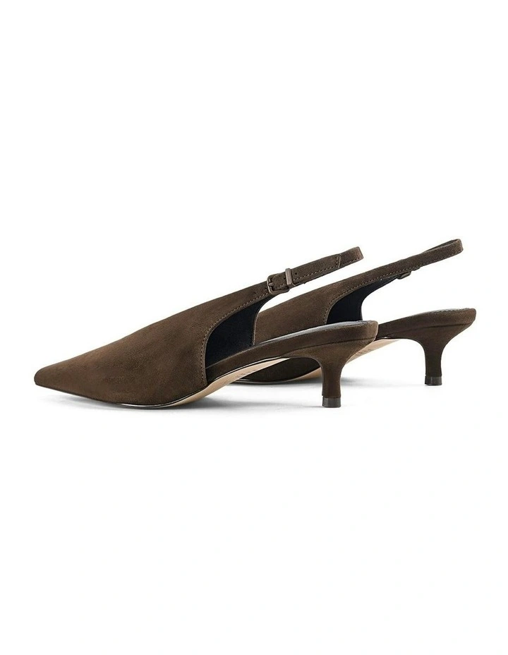 Fly Point Toe Slingback in Chocolate Brown Suede image 3
