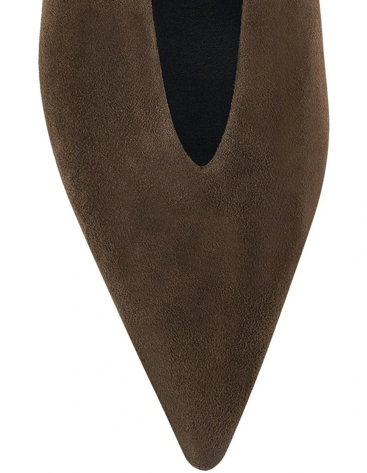 Fly Point Toe Slingback in Chocolate Brown Suede image 4