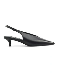 Fly Point Toe Leather Slingback in Black