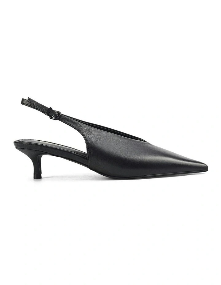 Fly Point Toe Leather Slingback in Black image 1