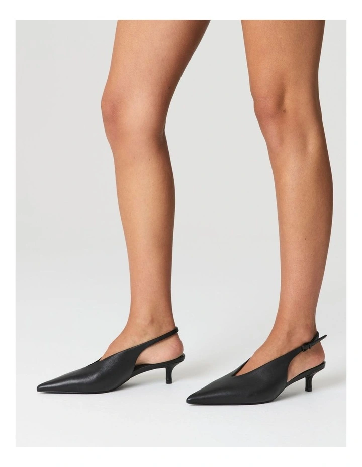 Fly Point Toe Leather Slingback in Black image 2