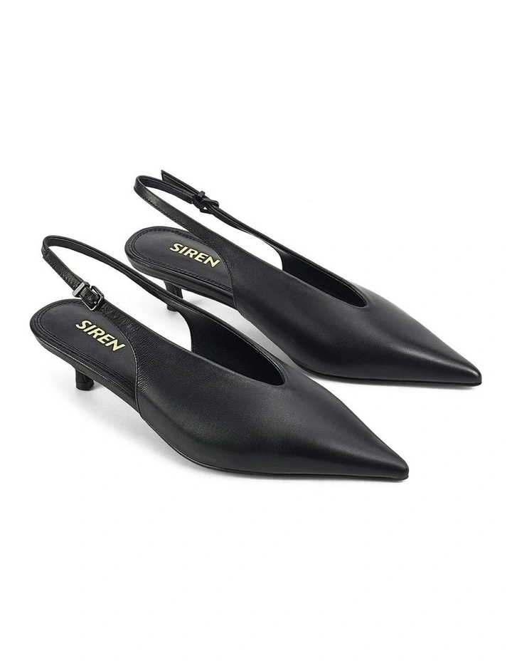 Fly Point Toe Leather Slingback in Black image 3