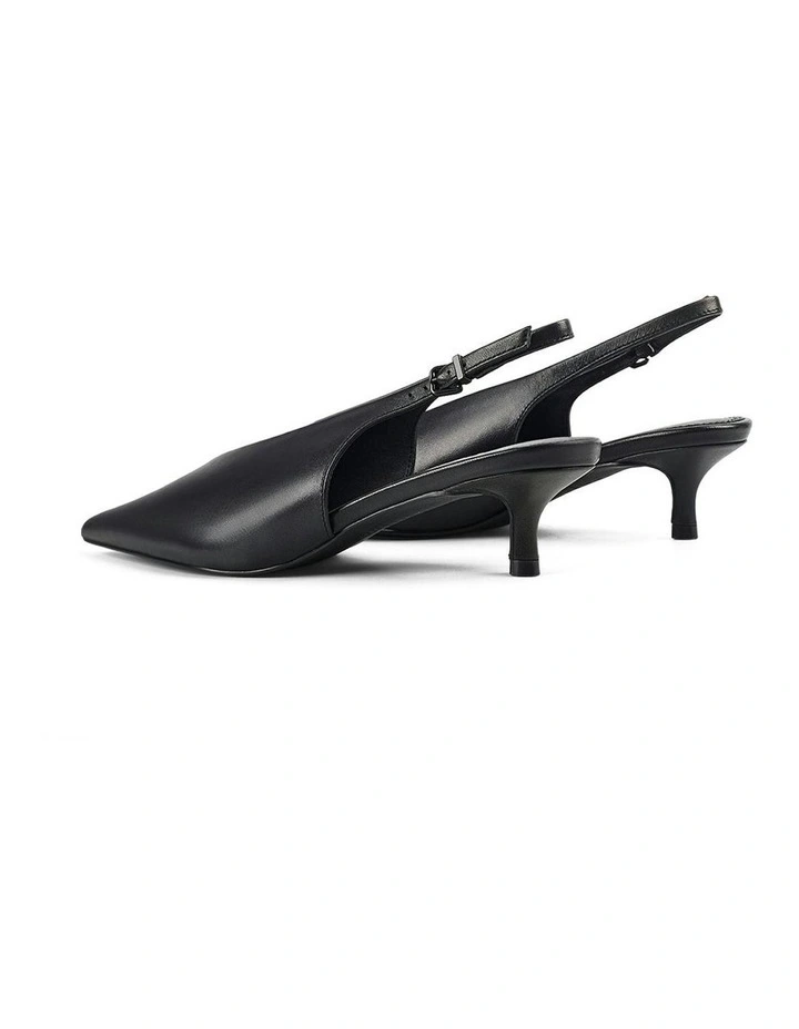 Fly Point Toe Leather Slingback in Black image 3