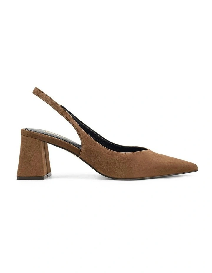 Yankee Slingback Block Heel in Toffee Brown Suede image 1