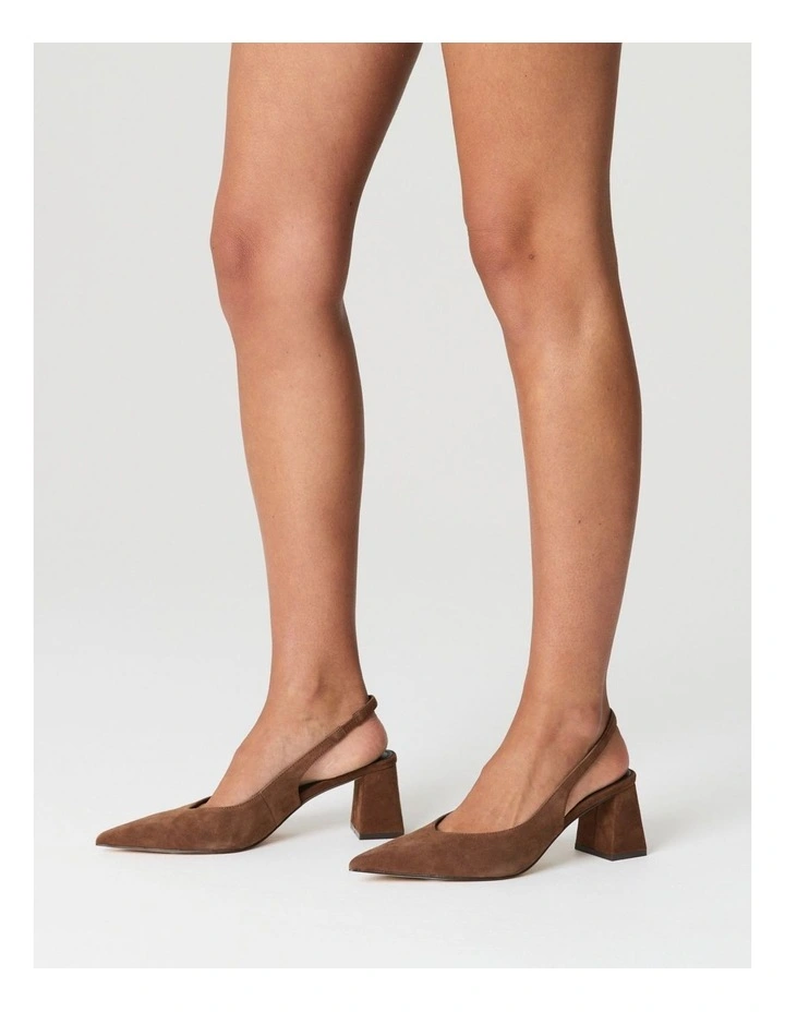 Yankee Slingback Block Heel in Toffee Brown Suede image 2
