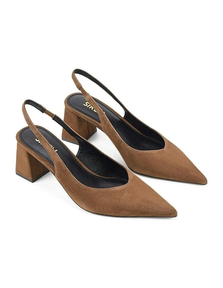 Yankee Slingback Block Heel in Toffee Brown Suede image 3