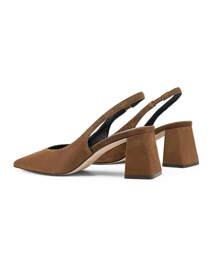 Yankee Slingback Block Heel in Toffee Brown Suede image 3