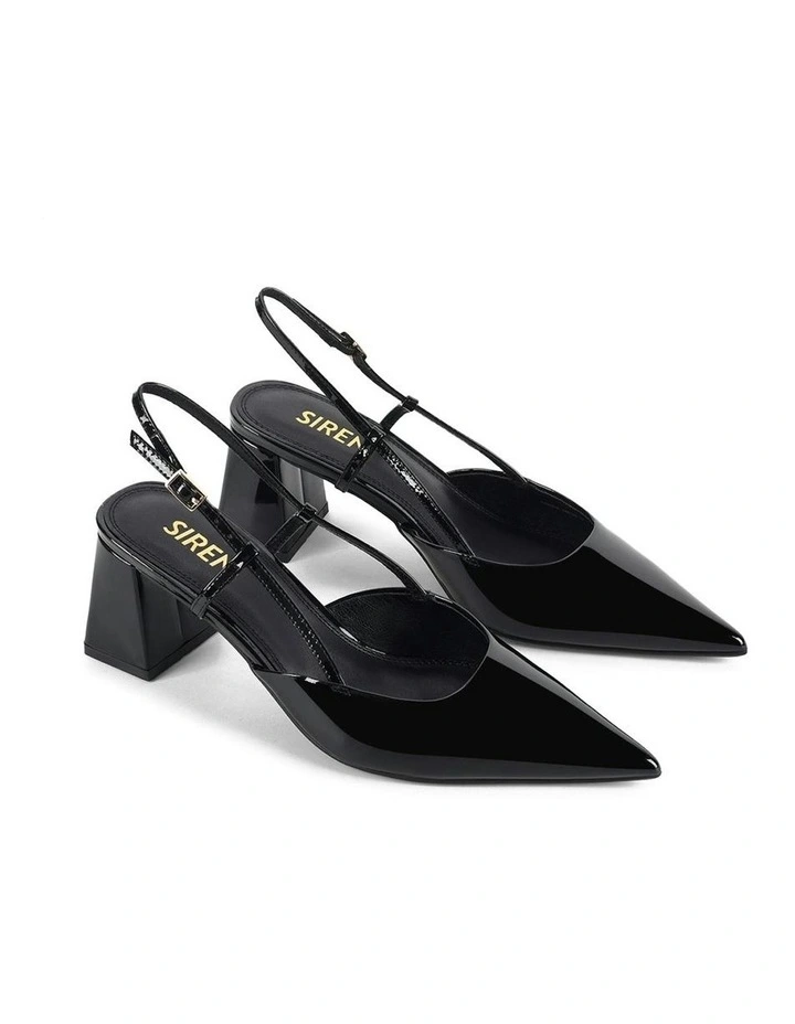Yasmine Slingback Heels in Black Patent Leather image 3