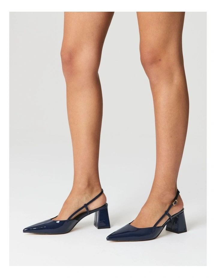 Yasmine Slingback Heels in Navy Blue Patent Leather image 2