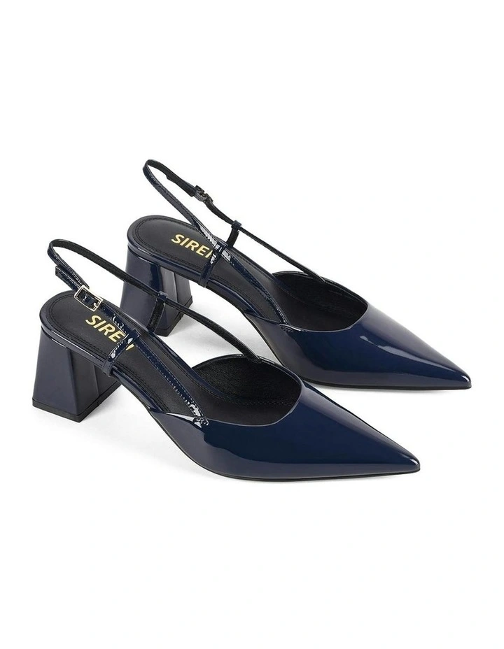Yasmine Slingback Heels in Navy Blue Patent Leather image 3